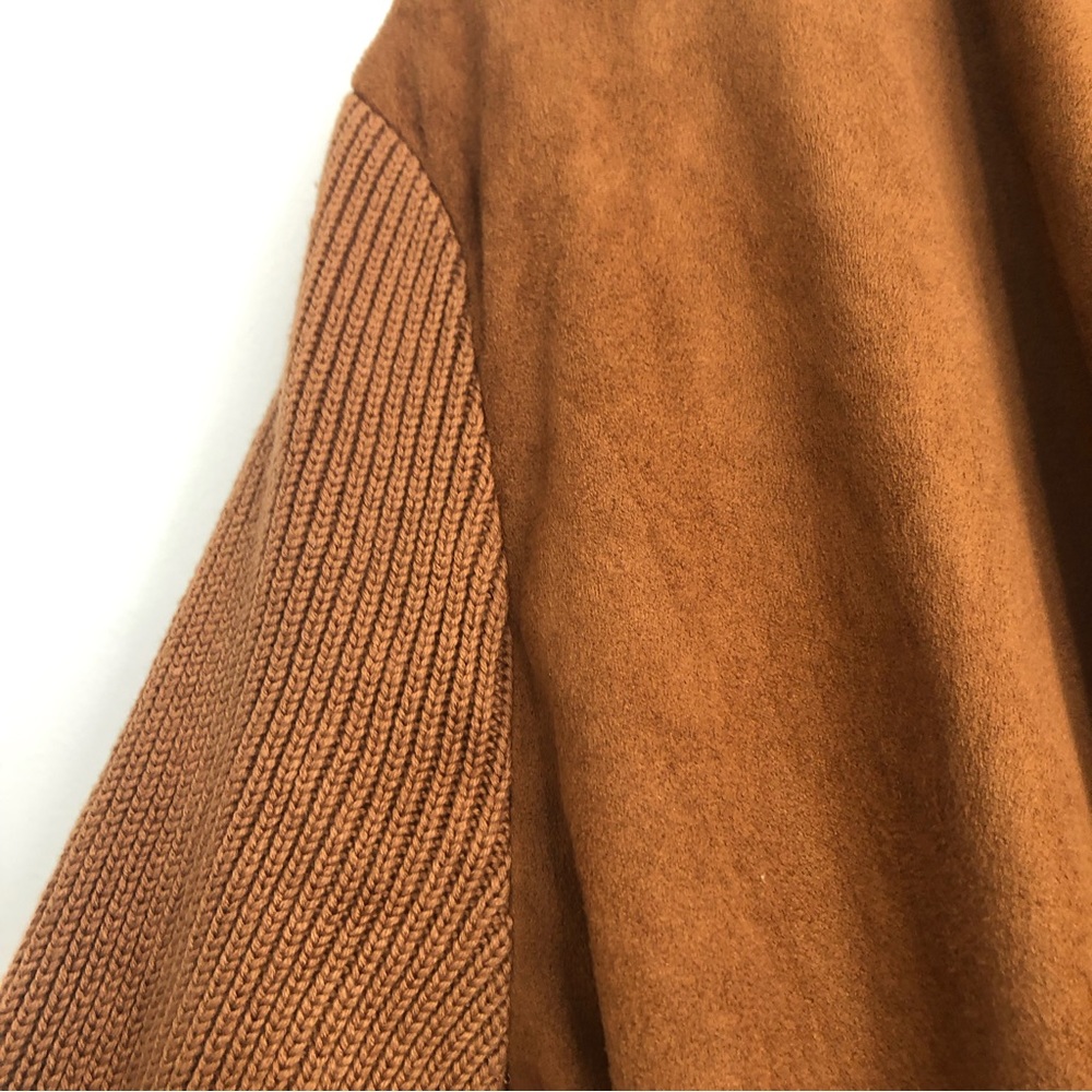 Westport 1962 embossed open cardigan faux suede knit sweater brown women’s XL - Picture 3 of 6